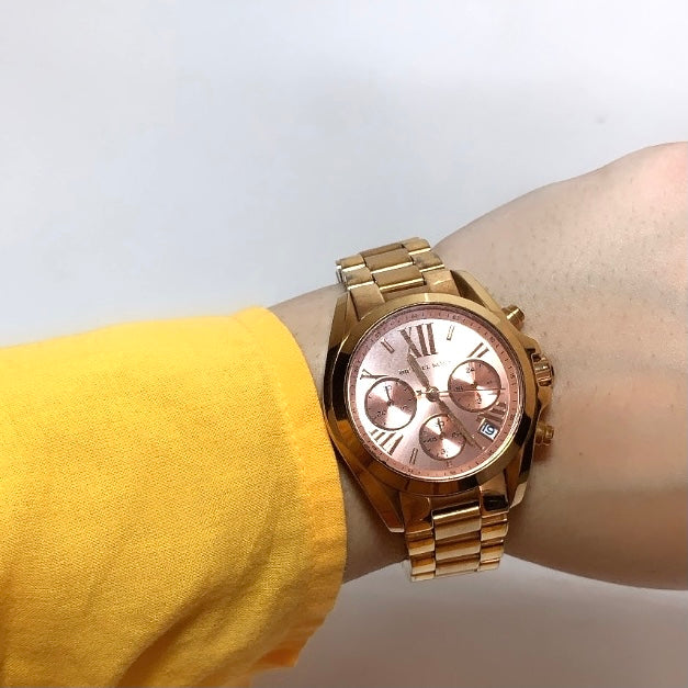 Michael Kors Bradshaw Chronograph Gold Dial Gold Steel Strap Watch for Women - MK5799