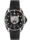 Gucci Dive Feline Quartz Black Dial Black Rubber Strap Watch For Men - YA136320