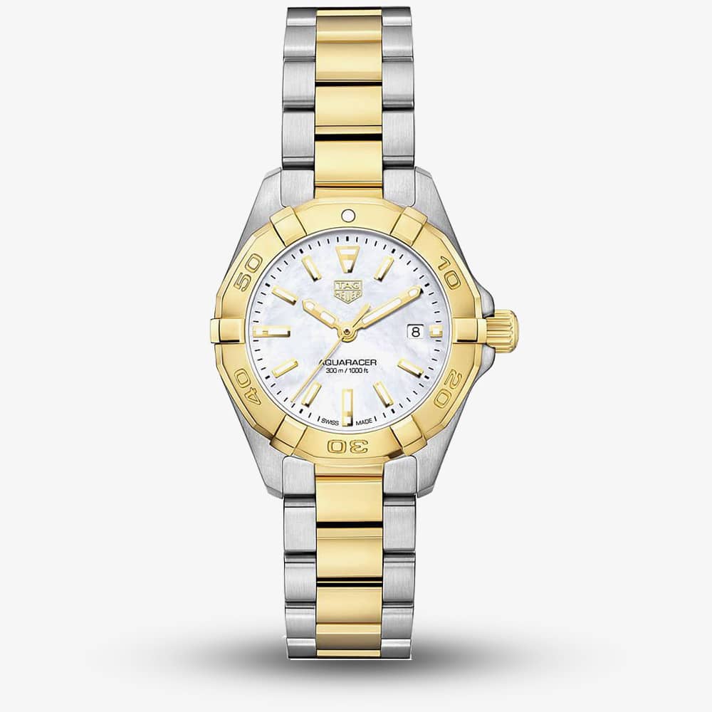 Tag Heuer Aquaracer Quartz Mother of Pearl Dial Two Tone Steel Strap Watch for Men - WBD1420.BB0321