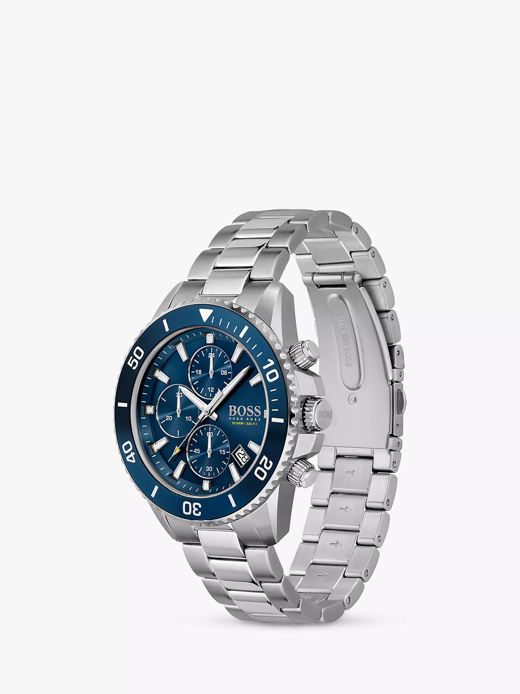 Hugo Boss Admiral Blue Dial Silver Steel Strap Watch for Men - 1513907