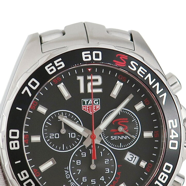 Tag Heuer Senna Chronograph Special Edition Black Dial Silver Steel Strap Watch for Men - CAZ1015.BA0883