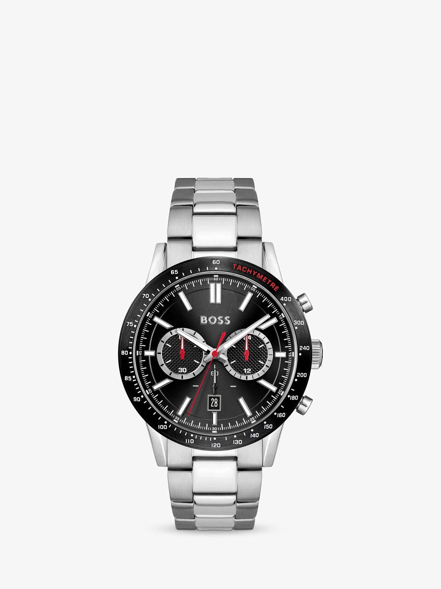 Hugo Boss Rafale Chronograph Black Dial Silver Steel Strap Watch for Men - 1513509