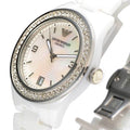 Emporio Armani Ceramica Mother of Pearl White Dial White Steel Strap Watch For Women - AR1426