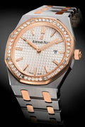 Audemars Piguet Royal Oak Quartz Diamonds White Dial Two Tone Steel Strap Watch for Women - 67651SR.ZZ.1261SR.01