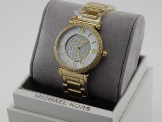 Michael Kors Catlin Mother of Pearl Dial Gold Steel Strap Watch for Women - MK3332