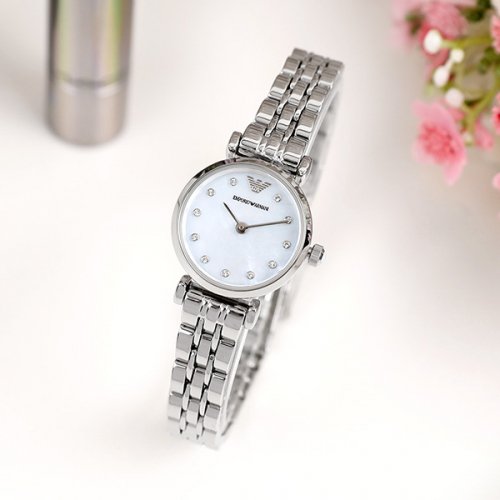 Emporio Armani Gianni T Bar Blue Dial Silver Steel Strap Watch For Women - AR1961