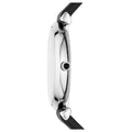 Emporio Armani Gianni T Bar Mother of Pearl Dial Black Leather Strap Watch For Women - AR90002