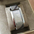 Burberry Nova Check Silver Dial Two Tone Leather Strap Watch For Women - BU9404