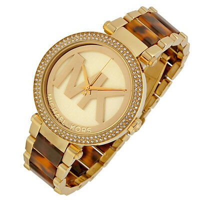 Michael Kors Parker Chronograph Gold Dial Two Tone Steel Strap Watch for Women - MK6109