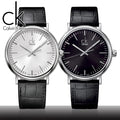 Calvin Klein Surround Black Dial Black Leather Strap Watch for Men - K3W211C1