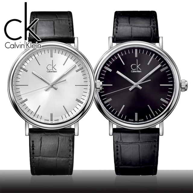 Calvin Klein Surround Black Dial Black Leather Strap Watch for Men - K3W211C1