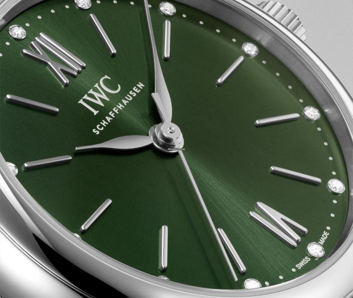 IWC Portofino Automatic Green Dial Green Leather Strap Watch for Women - IW357405