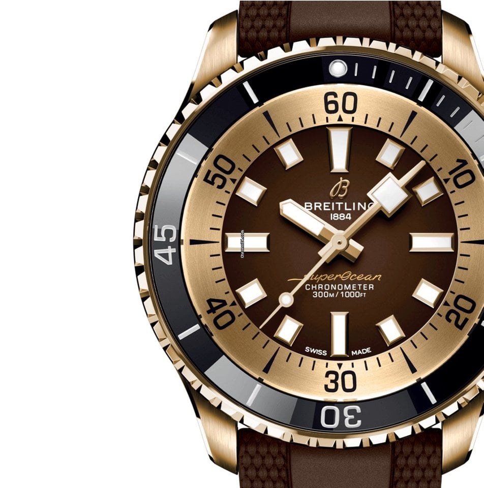 Breitling Superocean Automatic 44 Brown Dial Brown Rubber Strap Watch for Men - N17376201Q1S1