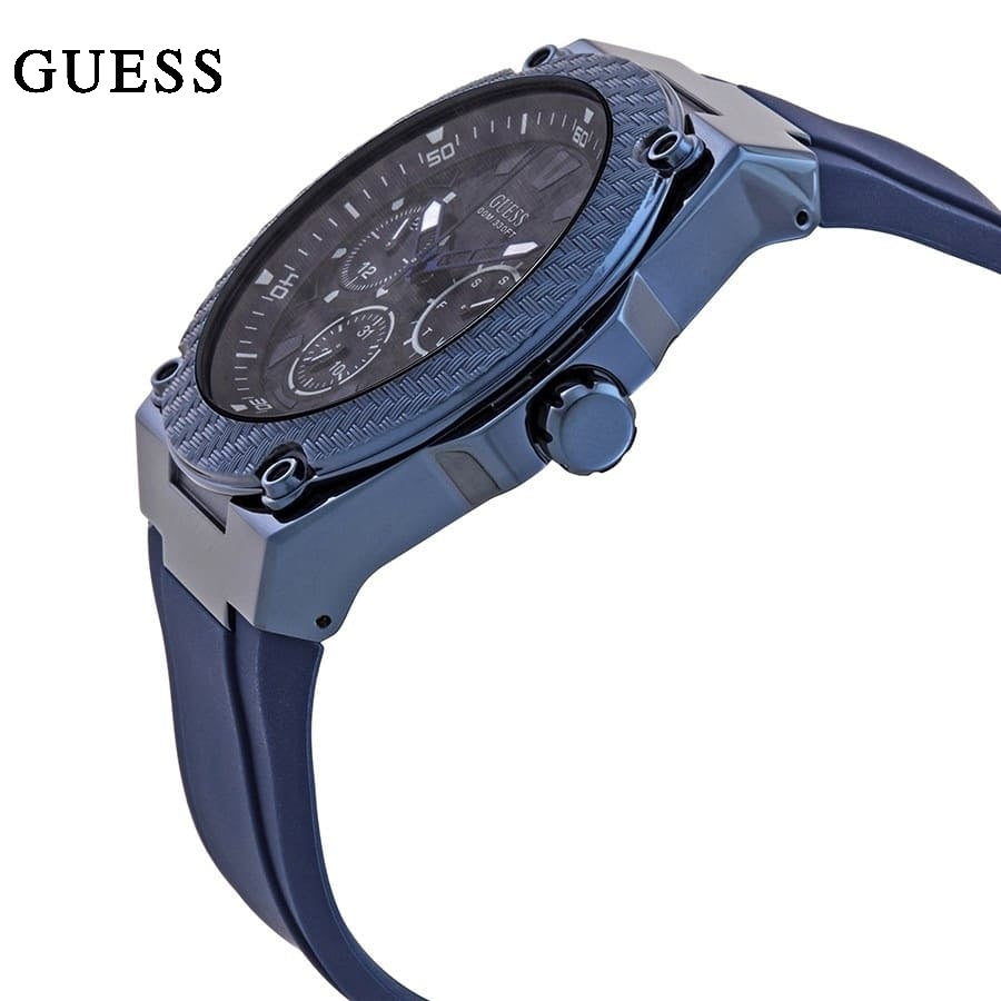 Guess Legacy Blue Dial Blue Rubber Strap Watch for Men - W1049G7