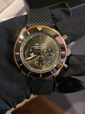 Breitling Superocean Heritage B01 Chronograph 44 Black Dial Black Mesh Bracelet Watch for Men - UB01621A1M1S1