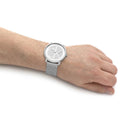 Calvin Klein Minimal White Dial Silver Mesh Bracelet Watch for Women - K3M52152