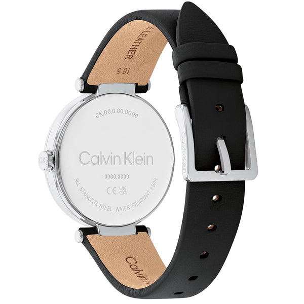 Calvin Klein Chic Black Dial Black Leather Strap Watch for Women - K7N23CB1