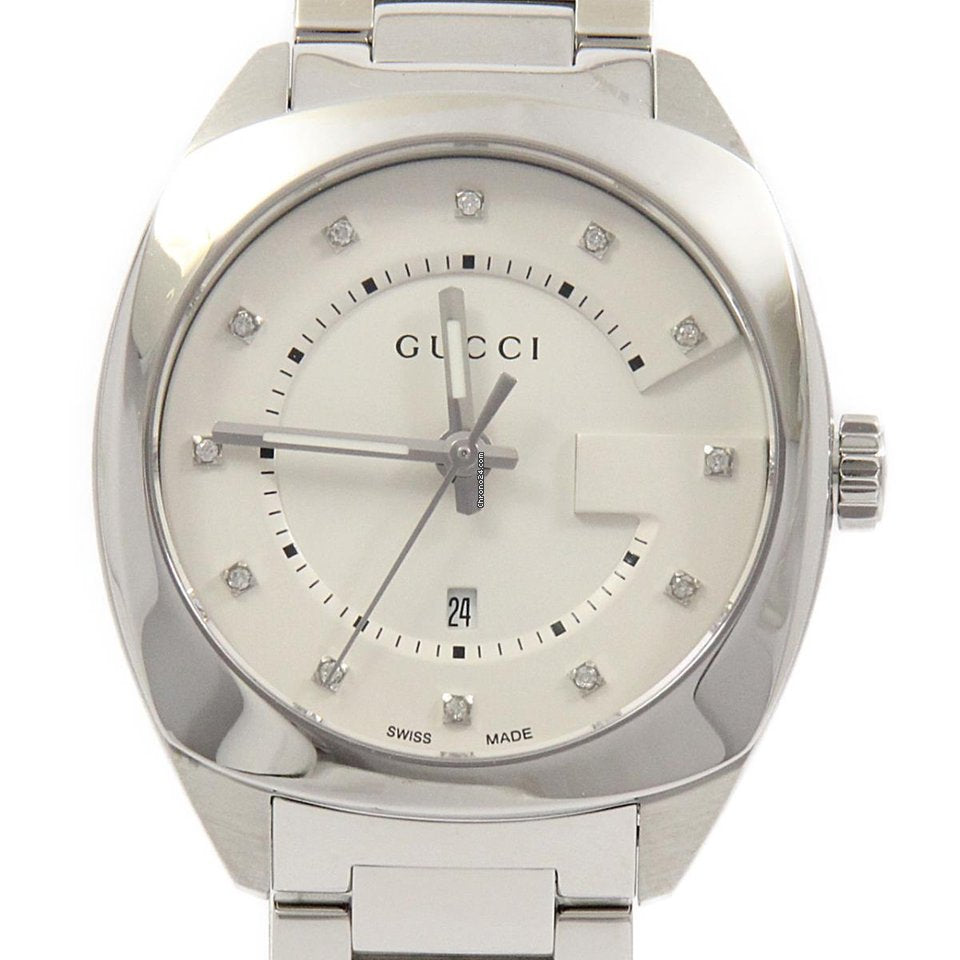 Gucci GG2570 Quartz Diamonds Silver Dial Silver Steel Strap Watch For Women - YA142403