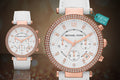 Michael Kors Parker White Diamonds Dial White Leather Strap Watch for Women - MK2281