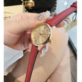 Burberry The Classic Gold Dial Red Leather Strap Watch for Women - BU10102