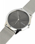 Calvin Klein Minimal Gray Dial Silver Mesh Bracelet Watch for Men - K3M21123