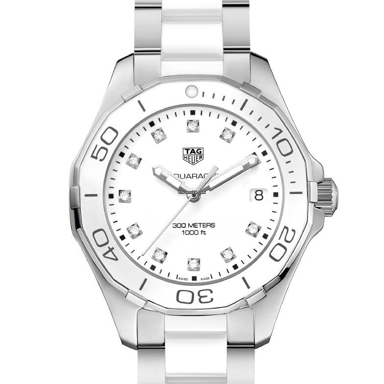 Tag Heuer Aquaracer 35mm Quartz Diamond White Dial Two Tone Steel Strap Watch for Women - WAY131D.BA0914