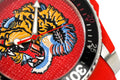 Gucci Dive Red Dial Red Emroidered Tiger Rubber Watch For Men - YA136315