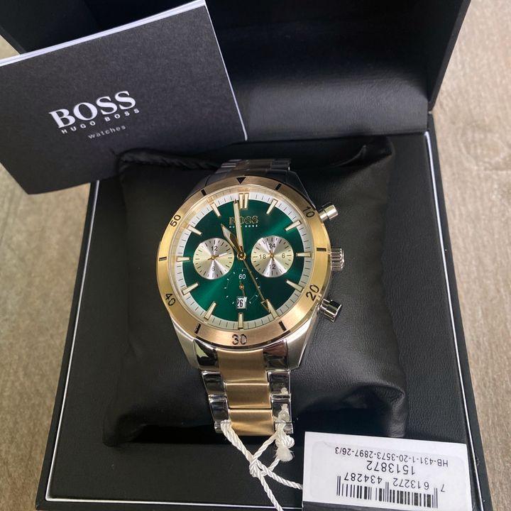 Hugo Boss Santiago Chronograph Green Dial Two Tone Steel Strap Watch for Men - 1513872