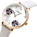 Fossil Jacqueline Mother of Pearl Dial White Leather Strap Watch for Women - ES4672