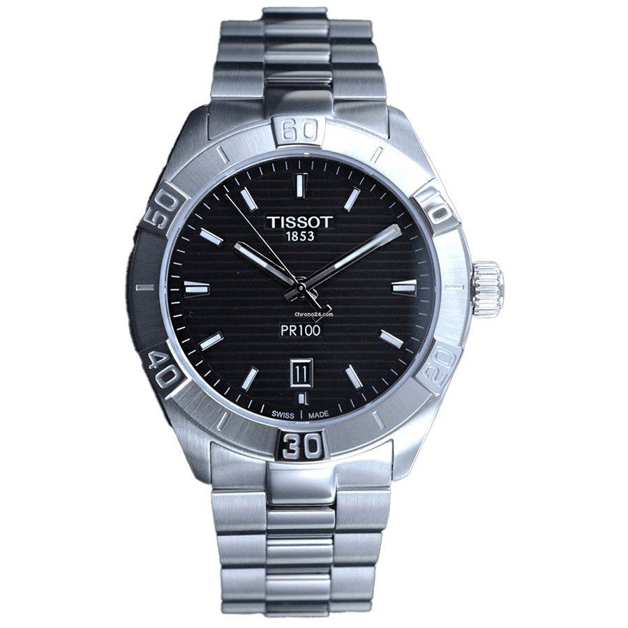 Tissot PR 100 Sport Quartz Black Dial Stainless Steel Strap Watch For Men - T101.610.11.051.00