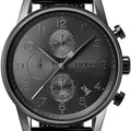 Hugo Boss Navigator Chronograph Black Dial Black Leather Strap Watch for Men - 1513497