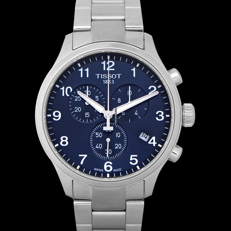 Tissot T Sport Chrono XL Classic Blue Dial Silver Steel Strap Watch For Men - T116.617.11.047.01