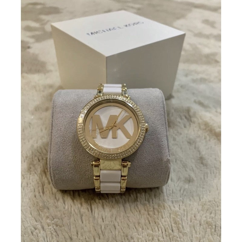 Michael Kors Parker White Dial Two Tone Steel Strap Watch for Women - MK6313