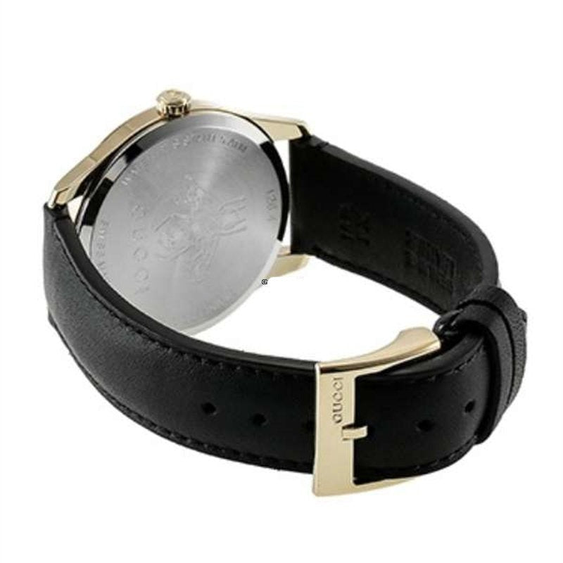 Gucci G-Timeless Quartz Mother of Pearl Dial Black Leather Strap Watch For Women - YA1264044