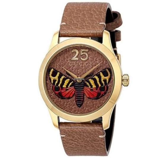 Gucci G Timeless Butterfly Motif Yellow Gold Watch For Women - YA1264063