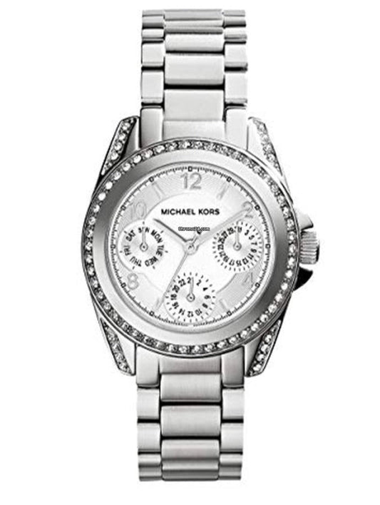 Michael Kors Brinkley Silver Dial with Diamonds Silver Steel Strap Watch for Women - MK5083