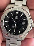 Tag Heuer Aquaracer Quartz Black Dial Silver Steel Strap Watch for Men - WAY1110.BA0928