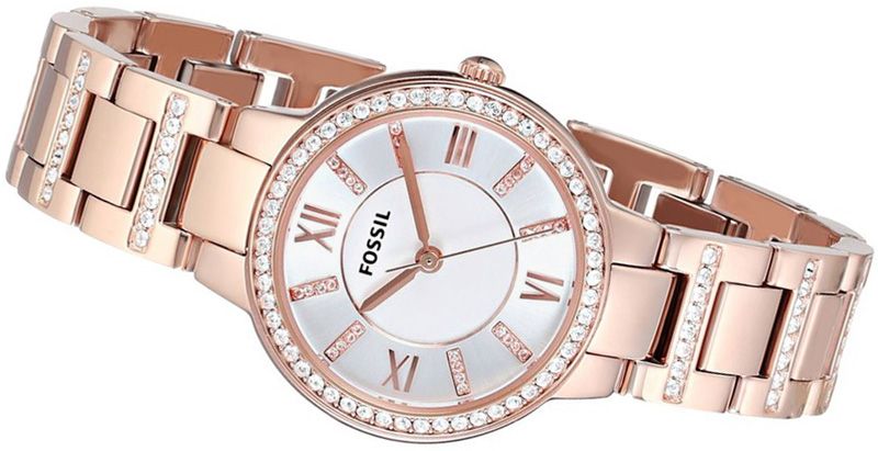 Fossil Virginia White Dial Rose Gold Steel Strap Watch for Women - ES3284