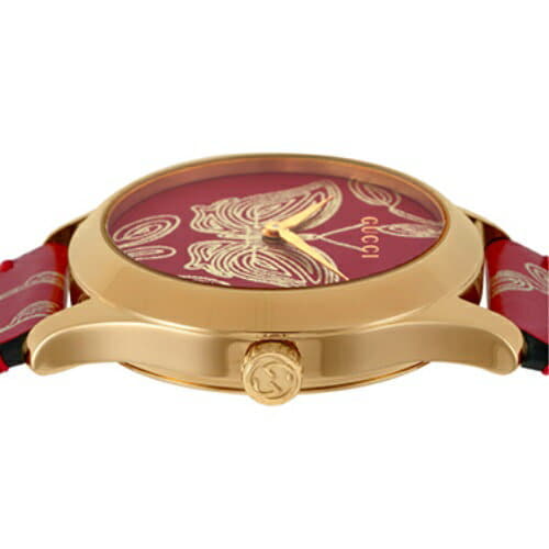 Gucci G Timeless Quartz Red Dial Red Leather Strap Watch For Women - YA1264054