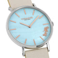 Coach Perry Blue Mother of Pearl Dial White Leather Strap Watch for Women - 14503270