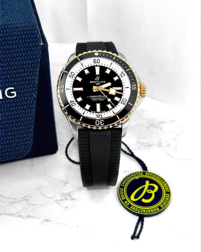 Breitling Superocean Automatic 42 Black Dial Black Rubber Strap Watch for Men - U17375211B1S1