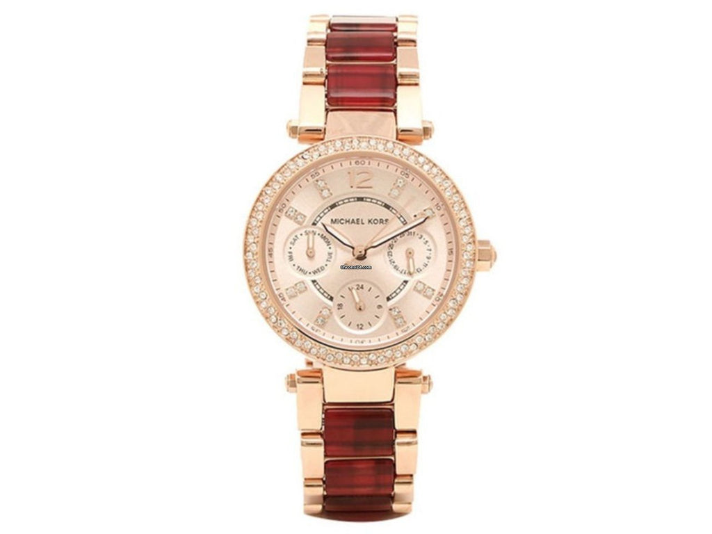 Michael Kors Parker Rose Gold Dial Two Tone Steel Strap Watch for Women - MK6239