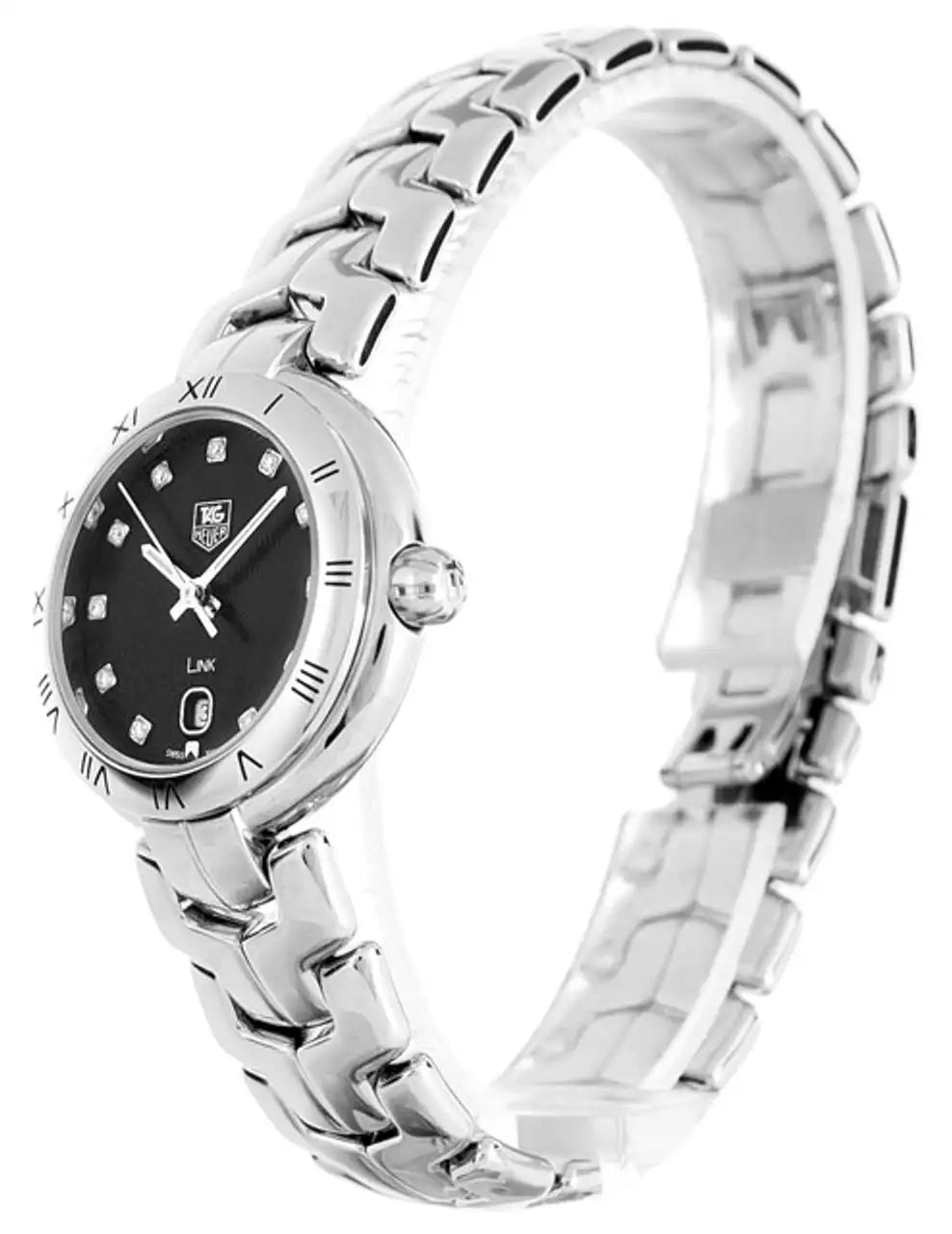 Tag Heuer Link Quartz Diamonds Black Dial Silver Steel Strap Watch for Women - WAT1410.BA0954