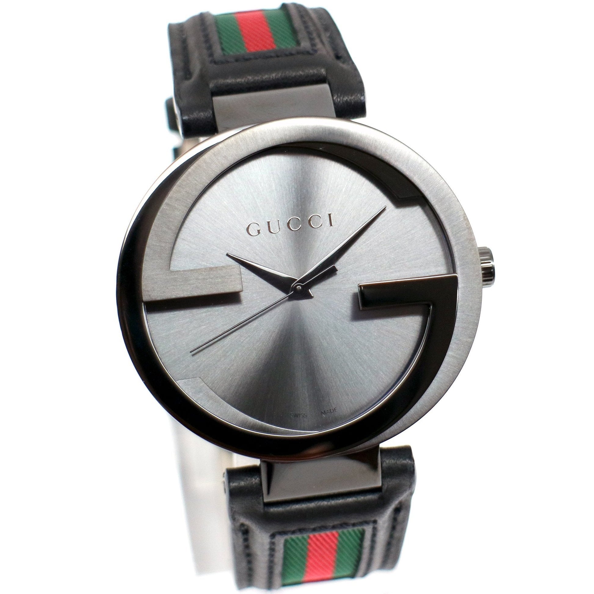 Gucci Interlocking XL Analog Black Dial Two Tone Nylon Strap Watch For Men - YA133206