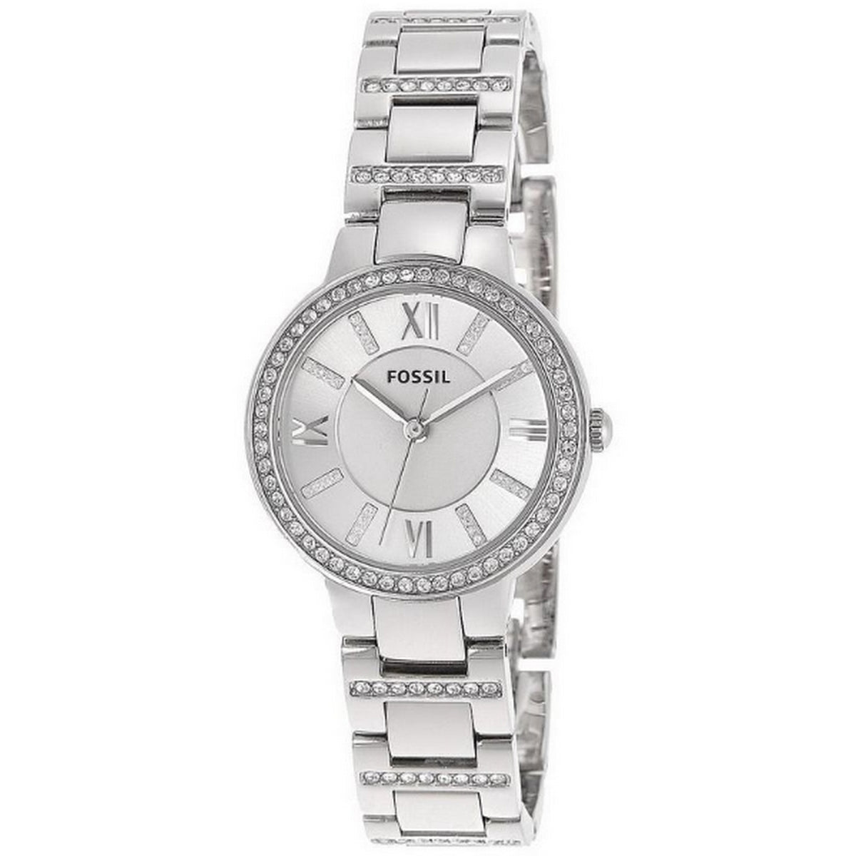 Fossil Virginia Silver Dial Silver Steel Strap Watch for Women - ES3282