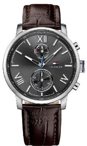 Tommy Hilfiger Alden Quartz Black Dial Brown Leather Strap Watch for Men - 1791309