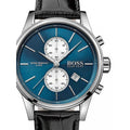 Hugo Boss Jet Chronograph Blue Dial Black Leather Strap Watch for Men - 1513283