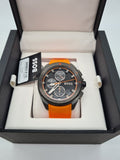 Hugo Boss Volane Chronograph Black Dial Orange Silicone Strap Watch for Men - 1513957