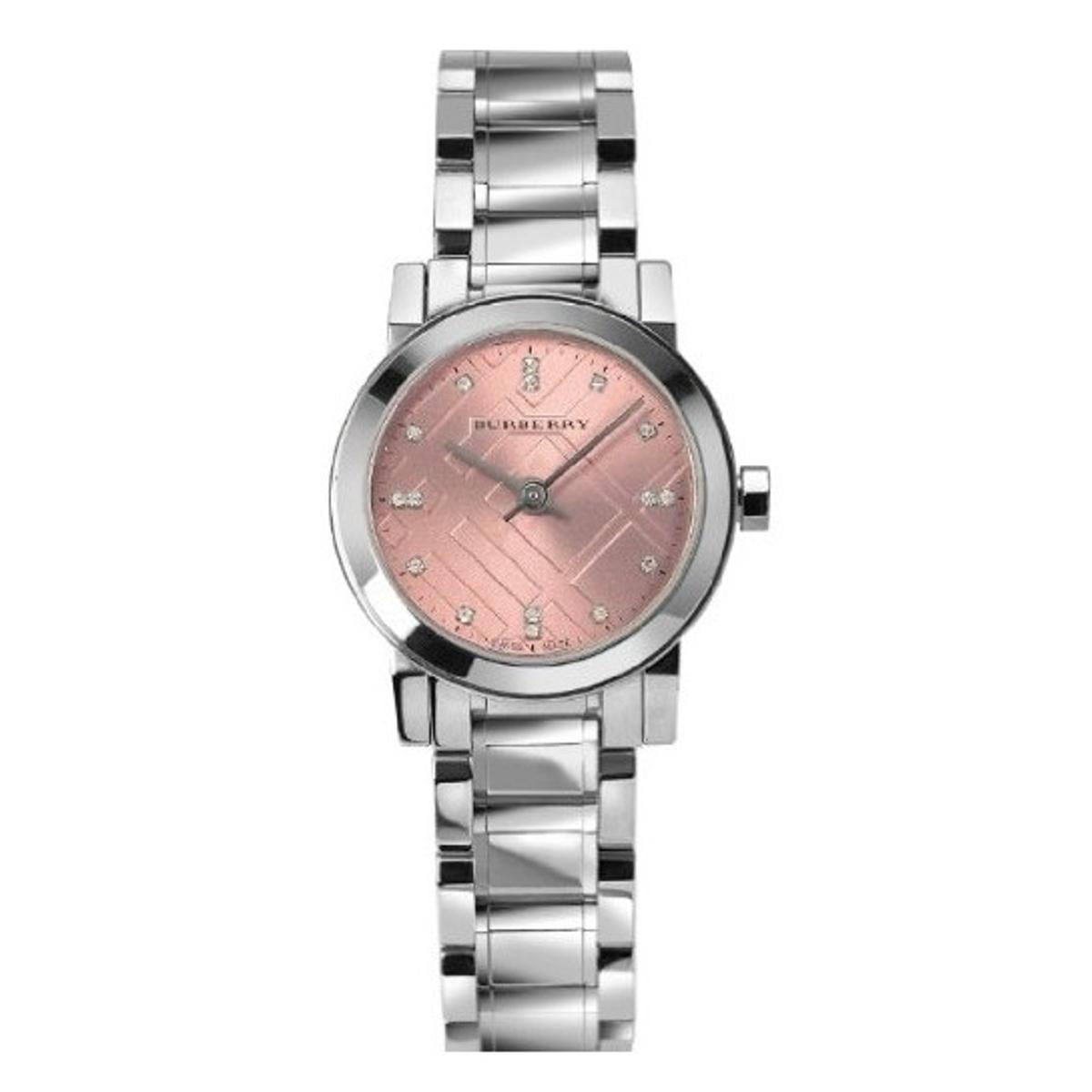 Burberry The City Diamonds Pink Dial Silver Steel Strap Watch for Women - BU9231