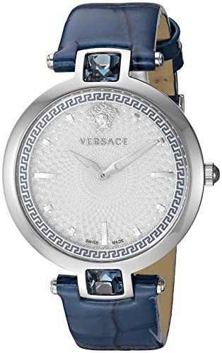 Versace Olympo Gleam White Dial Green Leather Strap Watch for Women - VAN020016